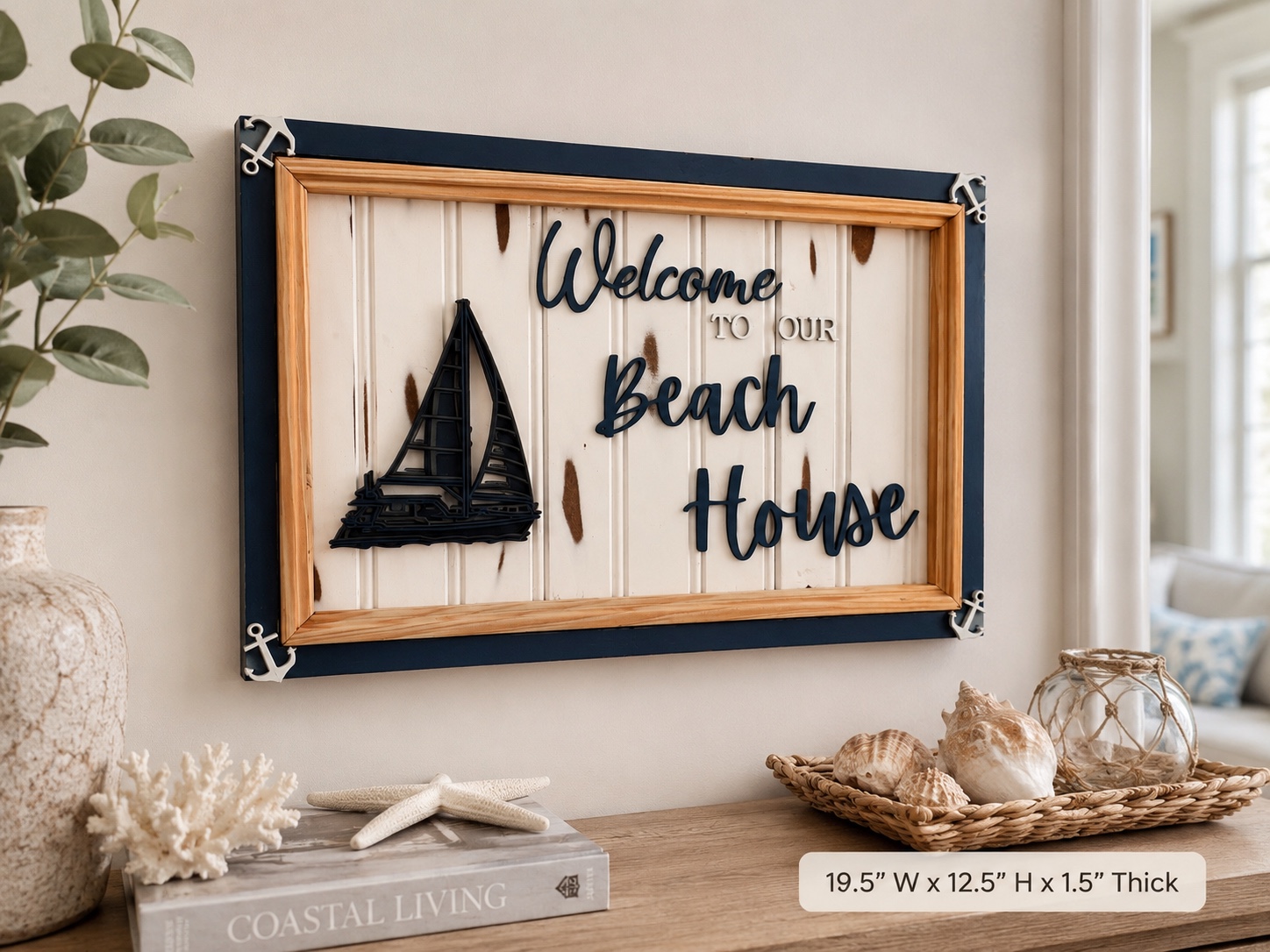 Welcome to Our Beach House coastal wall sign