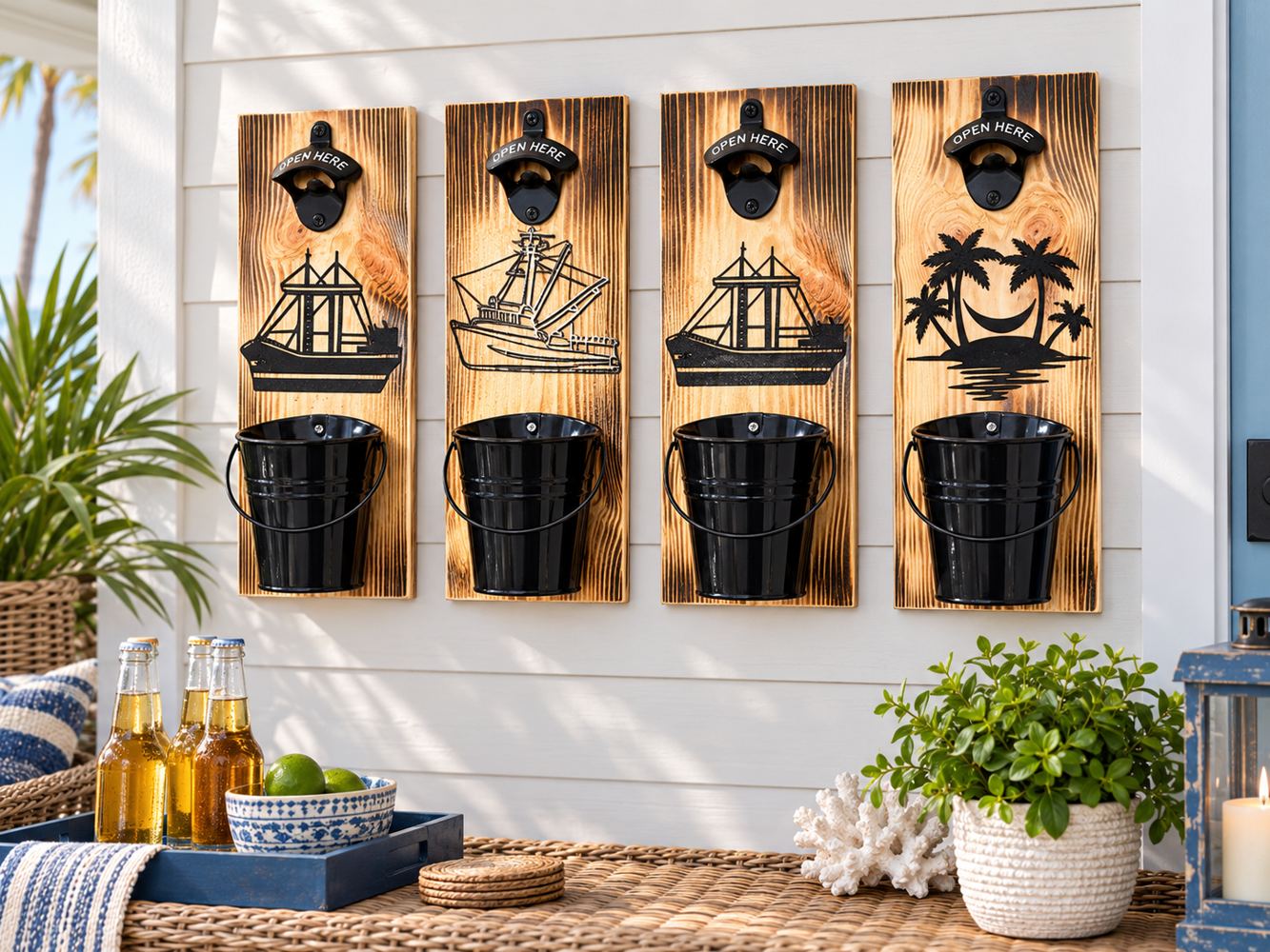 Coastal bottle opener boards
