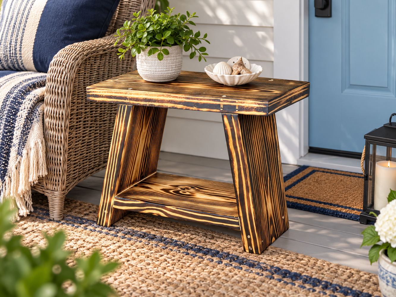 Crafted wood accent table
